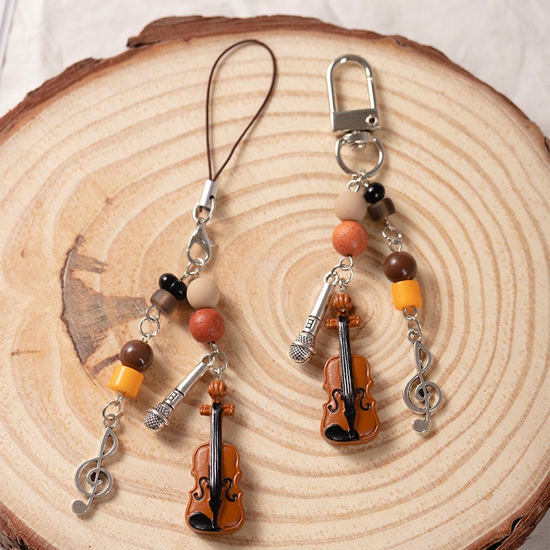 Musical Instrument Fagot - Violin Microphone Bead Music Keychain Mobile
