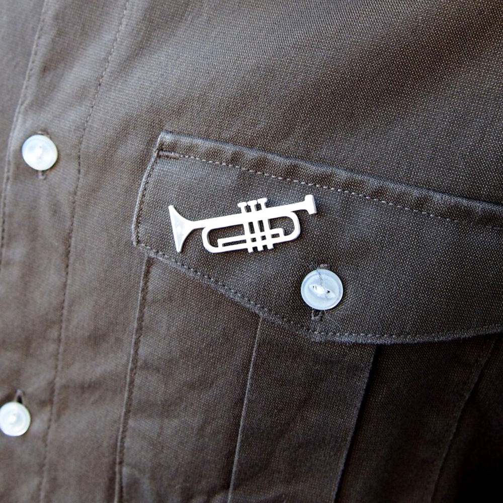 Musical Instrument Horn - Horn Brooch, Trumpet Instrument Brooch, Personalized