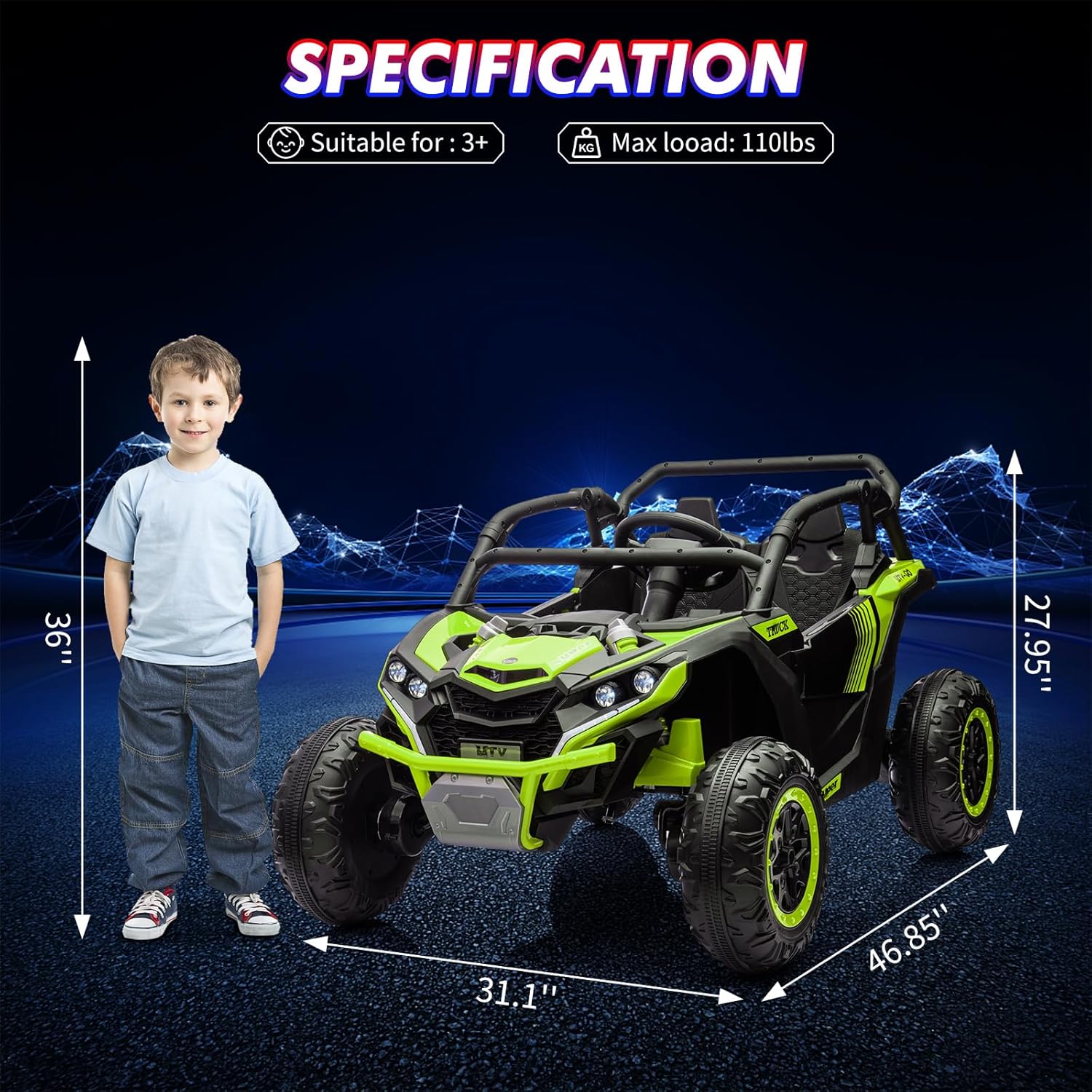 24V 2-Seater Ride-on UTV Kids  - Musical Instrument Horn recension och pris