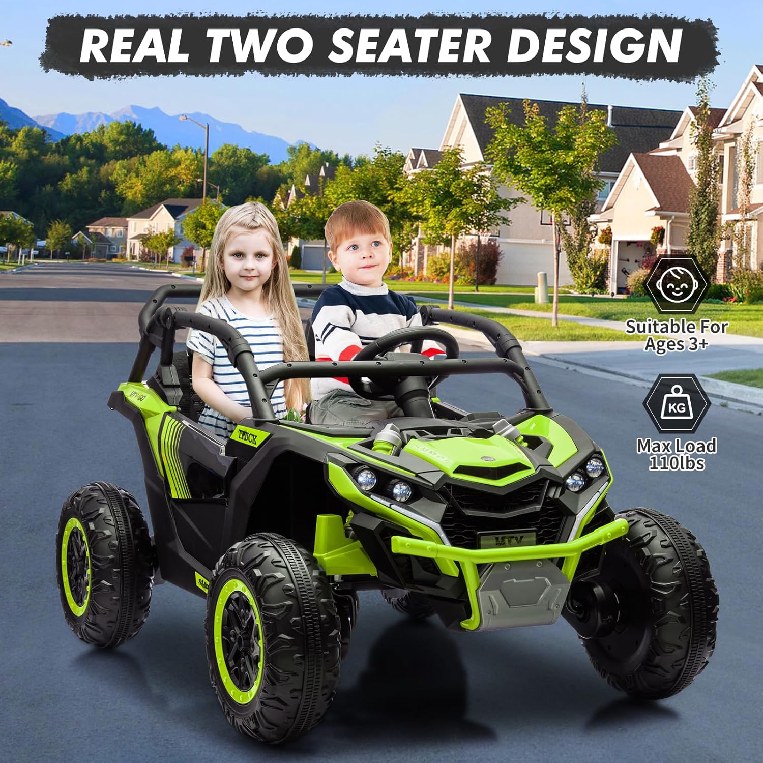 24V 2-Seater Ride-on UTV Kids  - Musical Instrument Horn recension och pris