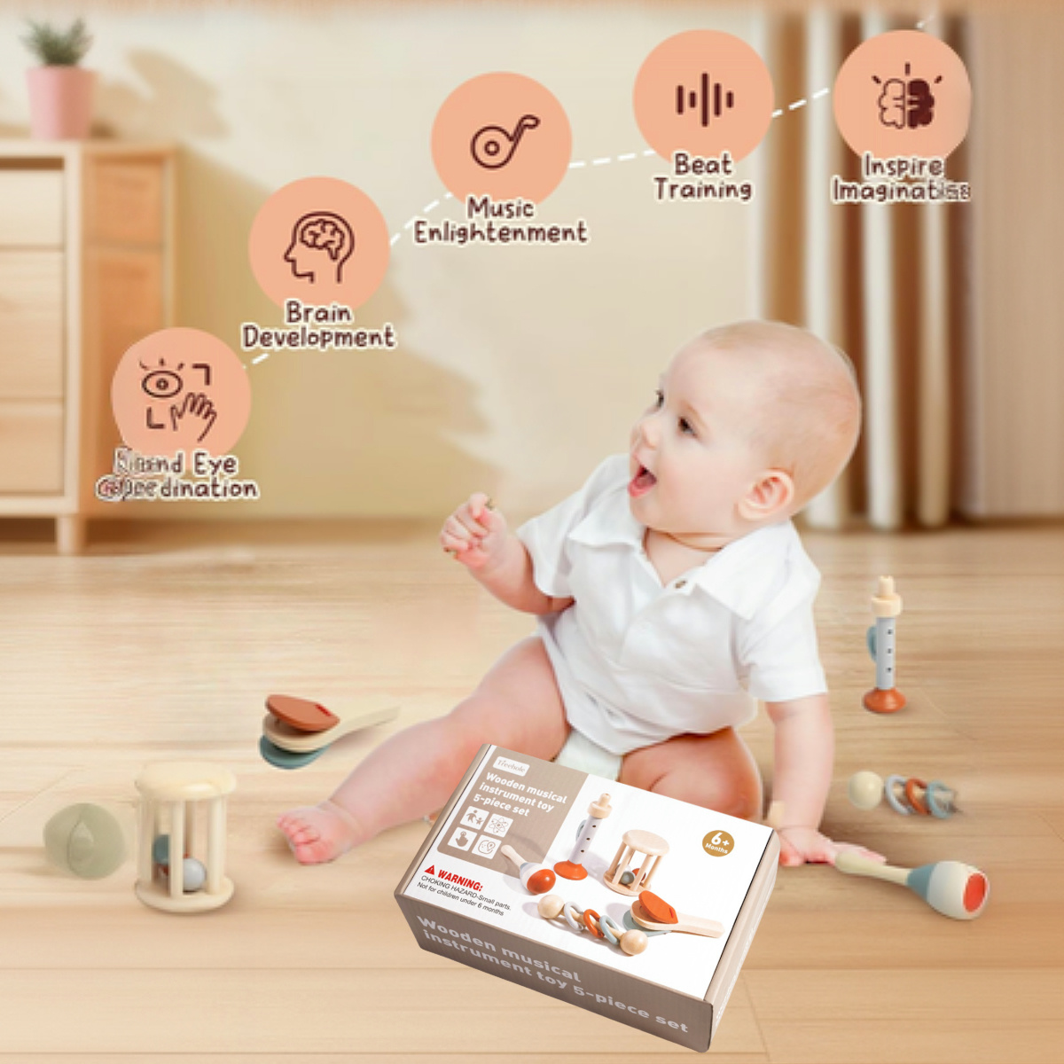 5PCS Toddler Wooden Musical In - Musical Instrument Fagot recension och pris