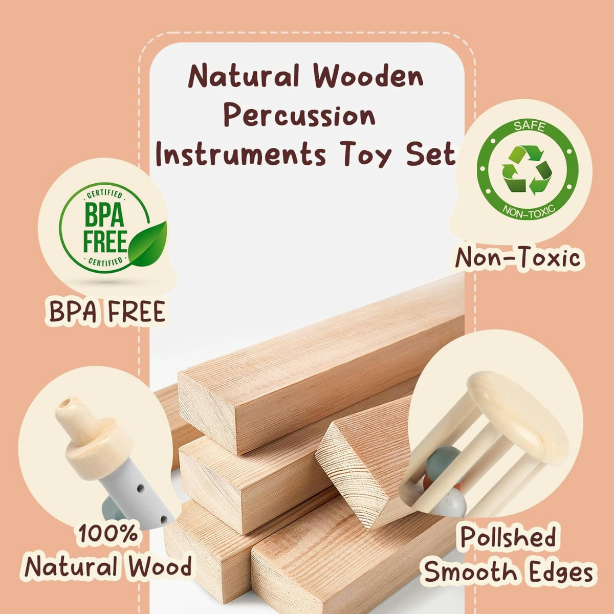 5PCS Toddler Wooden Musical In - Musical Instrument Fagot recension och pris