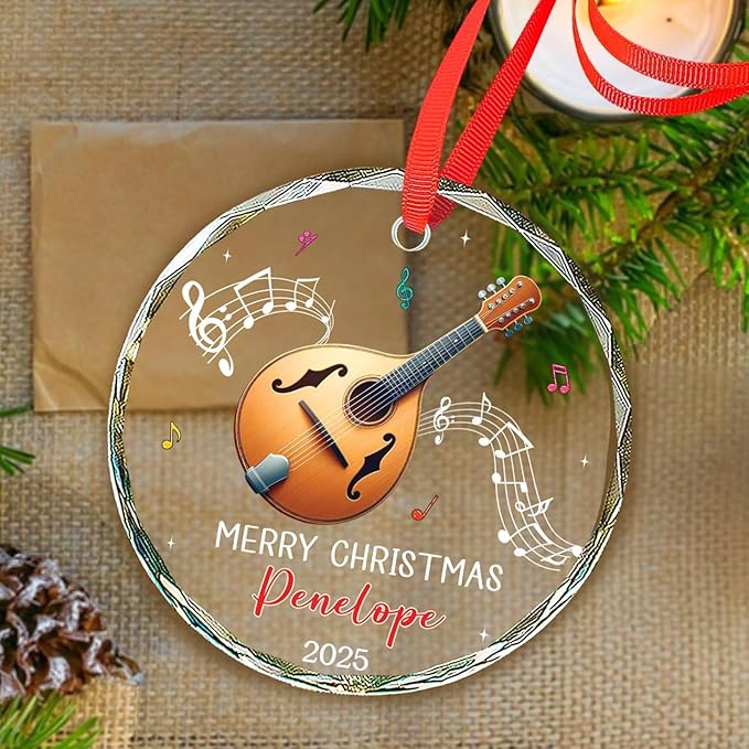 Mandolin Glass Ornament Xmas 2 - Musical Instrument Mandolin recension och pris