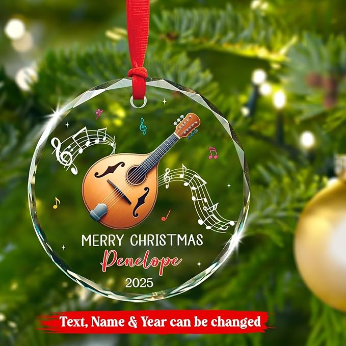 Mandolin Glass Ornament Xmas 2 - Musical Instrument Mandolin recension och pris