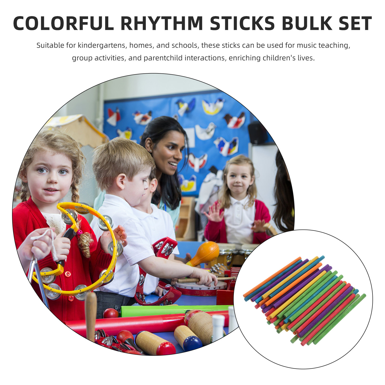 50pcs Rhythm Sticks For Kids W - Musical Instrument Gif recension och pris